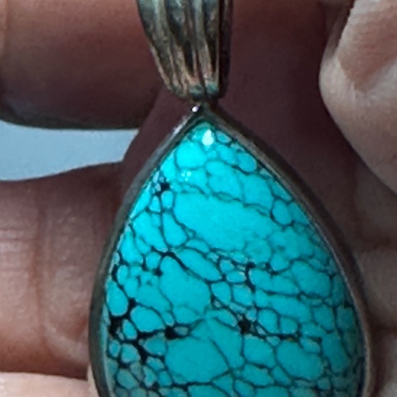 WK Whitney Kelly Turquoise Pendant Teardrop Shaped 925 Sterling 5423 B - Picture 4 of 12